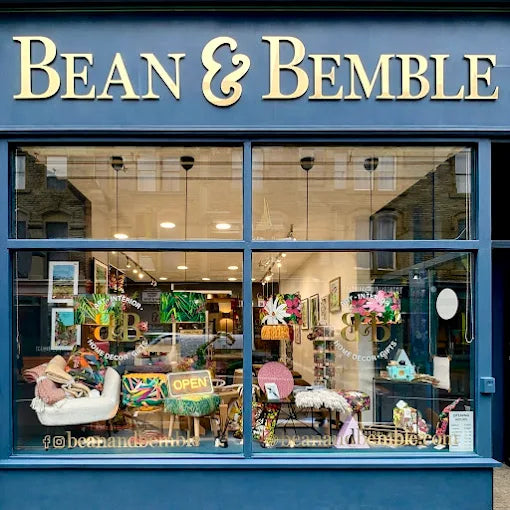 Bean and Bemble independent shop displaying the Town Explorers QR code in Hebden Bridge